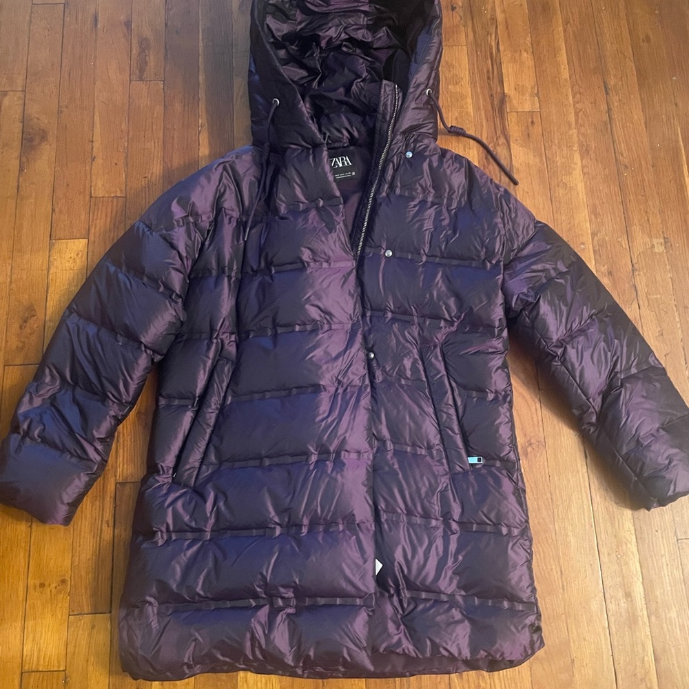 Zara purple puffer coat jacket - Picture 3 of 7